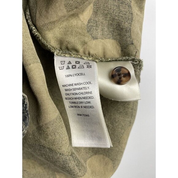 C&C California S Green Camo Shirt Tunic Top Blouse Hi Lo Oversized Relaxed Fit - Picture 6 of 7